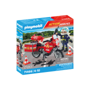 Playmobil-MOTOCICLETA DE POMPIERI LA LOCUL ACCIDENTULUI ARTPM71466