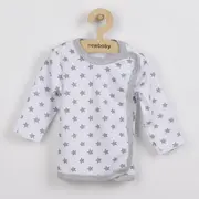 Bluza cu maneca lunga, New Baby, Cu capse, Marime 56, Din bumbac 100%, Classic II Grey with stars BYN34966