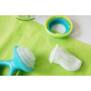 Dispozitiv de hranire, Nuby pentru fructe si legume, Include capac de protectie, 6+ luni, Albastru/Verde BYNID5397AQUA