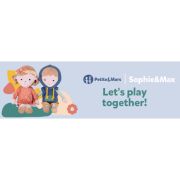 Papusa, Petite&Mars, Sophie 14 x 34 cm, 0 luni+, Ambalaj cu mini puzzle din carton, 35 cm, Roz BYN620520
