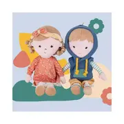 Papusa, Petite&Mars, Sophie 14 x 34 cm, 0 luni+, Ambalaj cu mini puzzle din carton, 35 cm, Roz BYN620520