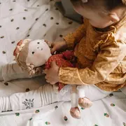 Papusa, Petite&Mars, Sophie 14 x 34 cm, 0 luni+, Ambalaj cu mini puzzle din carton, 35 cm, Roz BYN620520