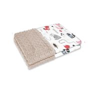 Paturica pufoasa, MimiNu, Cu doua fete, Dimensiune 75x100 cm, Din tesatura Minky si bumbac, Materiale certificate Oeko Tex Standard 100, Fox BYN6426972024808
