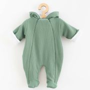 Salopeta de iarna, New Baby, Pentru bebelusi, Cu gluga, Marime 56, Din bumbac si elastan, Cu captuseala din polar, Frosty Mint BYN53759