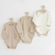 Set 3 piese, New Baby, Classic II, Include 3 body-uri cu maneca lunga, Marime 62, Din bumbac 100%, Beige BYN54467