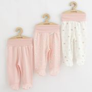 Set 3 piese, New Baby, Classic II, Include 3 perechi de pantalonasi cu botosei, Marime 62, Din bumbac 100%, Pink BYN54274