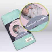 Muselina, Lionelo, Multifunctionala, Din bambus, Ideala pentru infasat, Cu proprietati antibacteriene, antifungice si antialergice, Lavabila la masina de spalat, 120x120 cm, Verde BYNLO-BAMBOO_SWADDLE_GREEN_MINT