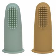 Set 2 periute de dinti pentru deget, FreeON, Cu peri moi, Silicon, Curata bland, 0 luni+, Green/Ochre BYN49478