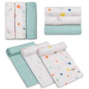 Set 3 museline, Lionelo, Dot, Multifunctionale, Din bambus, Ideale pentru infasat, Cu proprietati antibacteriene, antifungice si antialergice, Lavabile la masina de spalat, 70x70 cm, Multicolor BYNLO-BAMBOO_SET_DOT