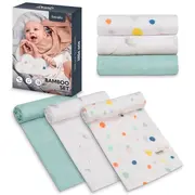 Set 3 museline, Lionelo, Dot, Multifunctionale, Din bambus, Ideale pentru infasat, Cu proprietati antibacteriene, antifungice si antialergice, Lavabile la masina de spalat, 70x70 cm, Multicolor BYNLO-BAMBOO_SET_DOT