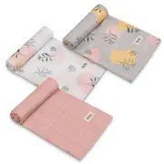 Set 3 museline, Lionelo, Leaf, Multifunctionale, Din bambus, Ideale pentru infasat, Cu proprietati antibacteriene, antifungice si antialergice, Lavabile la masina de spalat, 70x70 cm, Multicolor BYNLO-BAMBOO_SET_LEAF