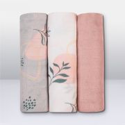 Set 3 museline, Lionelo, Leaf, Multifunctionale, Din bambus, Ideale pentru infasat, Cu proprietati antibacteriene, antifungice si antialergice, Lavabile la masina de spalat, 70x70 cm, Multicolor BYNLO-BAMBOO_SET_LEAF