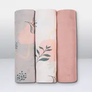 Set 3 museline, Lionelo, Leaf, Multifunctionale, Din bambus, Ideale pentru infasat, Cu proprietati antibacteriene, antifungice si antialergice, Lavabile la masina de spalat, 70x70 cm, Multicolor BYNLO-BAMBOO_SET_LEAF