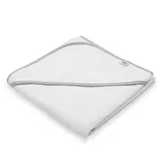 Set prosop cu gluga si manusa baie, New Baby, Dimensiune 80 x 80 cm, Basic, White-gray BYN56245