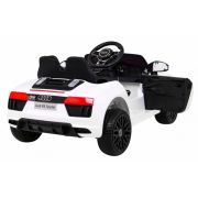Masinuta electrica cu telecomanda audi r8, roti eva, scaun tapitat, 98x59x43 cm, putere 70w - alb edeedipa.hl1818.bia