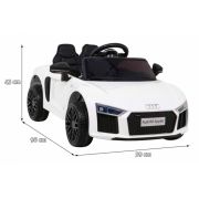Masinuta electrica cu telecomanda audi r8, roti eva, scaun tapitat, 98x59x43 cm, putere 70w - alb edeedipa.hl1818.bia