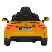Masinuta electrica cu telecomanda bmw m4, roti eva, scaun tapitat, 112x71x46 cm, putere 70w - galben edeedipa.sx2418.zol