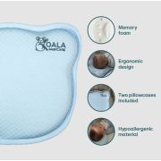 Perna bebelusi anti plagiocefalie 0-12 luni, forma ergonomica cu spuma memory, 2 huse detasabile, certificata in Germania, Koala Perfect Head Blue LVTK8051938140018