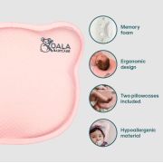 Perna bebelusi anti plagiocefalie 0-12 luni, forma ergonomica cu spuma memory, 2 huse detasabile, certificata in germania, koala perfect head pink lvtk8051938140025