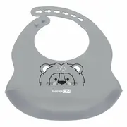 Baveta, FreeON, Moale, Din silicon, Fara BPA, Cu buzunar, 31 x 24 cm, Lion Grey BYN49430