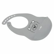 Baveta, FreeON, Moale, Din silicon, Fara BPA, Cu buzunar, 31 x 24 cm, Lion Grey BYN49430