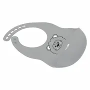 Baveta, FreeON, Moale, Din silicon, Fara BPA, Cu buzunar, 31 x 24 cm, Lion Grey BYN49430