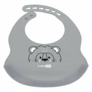 Baveta, FreeON, Moale, Din silicon, Fara BPA, Cu buzunar, 31 x 24 cm, Lion Grey BYN49430