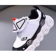 Adidasi albi cu negru cu luminite - car mbc-29-3-c