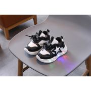 Adidasi negri cu alb cu luminite - star mb5578-3-c