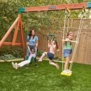 Complex de joaca din lemn odyssey cu 3 tobogane si leagane 2 in 1 kidkraft - okekkf29410e