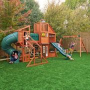 Complex de joaca din lemn odyssey cu 3 tobogane si leagane 2 in 1 kidkraft - okekkf29410e