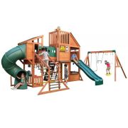 Complex de joaca din lemn odyssey cu 3 tobogane si leagane 2 in 1 kidkraft - okekkf29410e