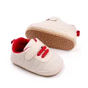 Pantofiori crem cu sireturi rosii pentru baietei mdbnb3102-3-p01