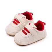 Pantofiori crem cu sireturi rosii pentru baietei mdbnb3102-3-p01