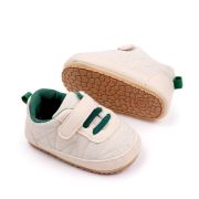 Pantofiori crem cu sireturi verzi pentru baietei mbbnb3102-2-p01