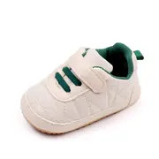 Pantofiori crem cu sireturi verzi pentru baietei mbbnb3102-2-p01