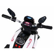 Motocicleta electrica fast tourist, roti din plastic, scaun tapitat, 83x35x63 cm, putere 18w - alb edeedipa.blj818.bia