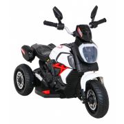 Motocicleta electrica fast tourist, roti din plastic, scaun tapitat, 83x35x63 cm, putere 18w - alb edeedipa.blj818.bia