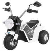 Motocicleta electrica minibike, roti din plastic, scaun tapitat, 71x53x57 cm, putere 6v - alb edeedipa.jc916.bia