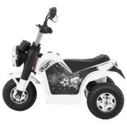 Motocicleta electrica minibike, roti din plastic, scaun tapitat, 71x53x57 cm, putere 6v - alb edeedipa.jc916.bia