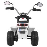 Motocicleta electrica minibike, roti din plastic, scaun tapitat, 71x53x57 cm, putere 6v - alb edeedipa.jc916.bia