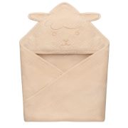 Prosop de baie, Lionelo, Cu gluga, Din muselina, 100% bumbac, 80x80 cm, Absorbtie eficienta, Bej deschis BYNLO-MUSLIN_HOODED_TOWEL_BEIGE_SAND