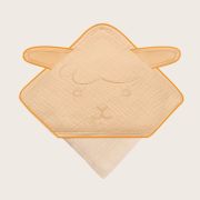Prosop de baie, Lionelo, Cu gluga, Din muselina, 100% bumbac, 80x80 cm, Absorbtie eficienta, Bej deschis BYNLO-MUSLIN_HOODED_TOWEL_BEIGE_SAND