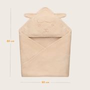 Prosop de baie, Lionelo, Cu gluga, Din muselina, 100% bumbac, 80x80 cm, Absorbtie eficienta, Bej deschis BYNLO-MUSLIN_HOODED_TOWEL_BEIGE_SAND