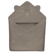 Prosop de baie, Lionelo, Cu gluga, Din muselina, 100% bumbac, 80x80 cm, Absorbtie eficienta, Bej inchis BYNLO-MUSLIN_HOODED_TOWEL_BEIGE_CAPPUCCINO