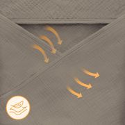 Prosop de baie, Lionelo, Cu gluga, Din muselina, 100% bumbac, 80x80 cm, Absorbtie eficienta, Bej inchis BYNLO-MUSLIN_HOODED_TOWEL_BEIGE_CAPPUCCINO