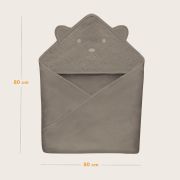 Prosop de baie, Lionelo, Cu gluga, Din muselina, 100% bumbac, 80x80 cm, Absorbtie eficienta, Bej inchis BYNLO-MUSLIN_HOODED_TOWEL_BEIGE_CAPPUCCINO