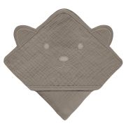 Prosop de baie, Lionelo, Cu gluga, Din muselina, 100% bumbac, 80x80 cm, Absorbtie eficienta, Bej inchis BYNLO-MUSLIN_HOODED_TOWEL_BEIGE_CAPPUCCINO