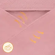 Prosop de baie, Lionelo, Cu gluga, Din muselina, 100% bumbac, 80x80 cm, Absorbtie eficienta, Roz BYNLO-MUSLIN_HOODED_TOWEL_PINK_BABY