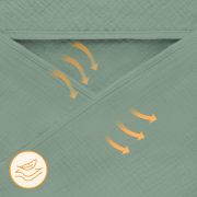Prosop de baie, Lionelo, Cu gluga, Din muselina, 100% bumbac, 80x80 cm, Absorbtie eficienta, Verde BYNLO-MUSLIN_HOODED_TOWEL_GREEN_FOREST